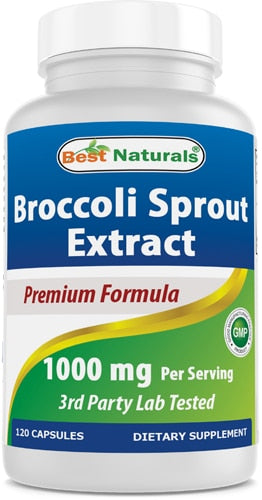 베스트 내추럴스 브로콜리 새싹 추출물 1000mg – 120캡슐 – 설포라판 공급을 통한 해독 효소 활성