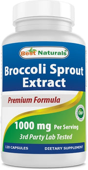 베스트 내추럴스 브로콜리 새싹 추출물 1000mg – 120캡슐 – 설포라판 전구체를 공급해 해독 효소 활성과 항산화 방어에 관여하며, 간 해독·세포 보호에 초점을 둔 포뮬러