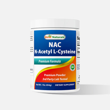 베스트 내추럴스 NAC N-아세틸 L-시스테인 순수 분말 454g 글루텐 프리 항산화 제품