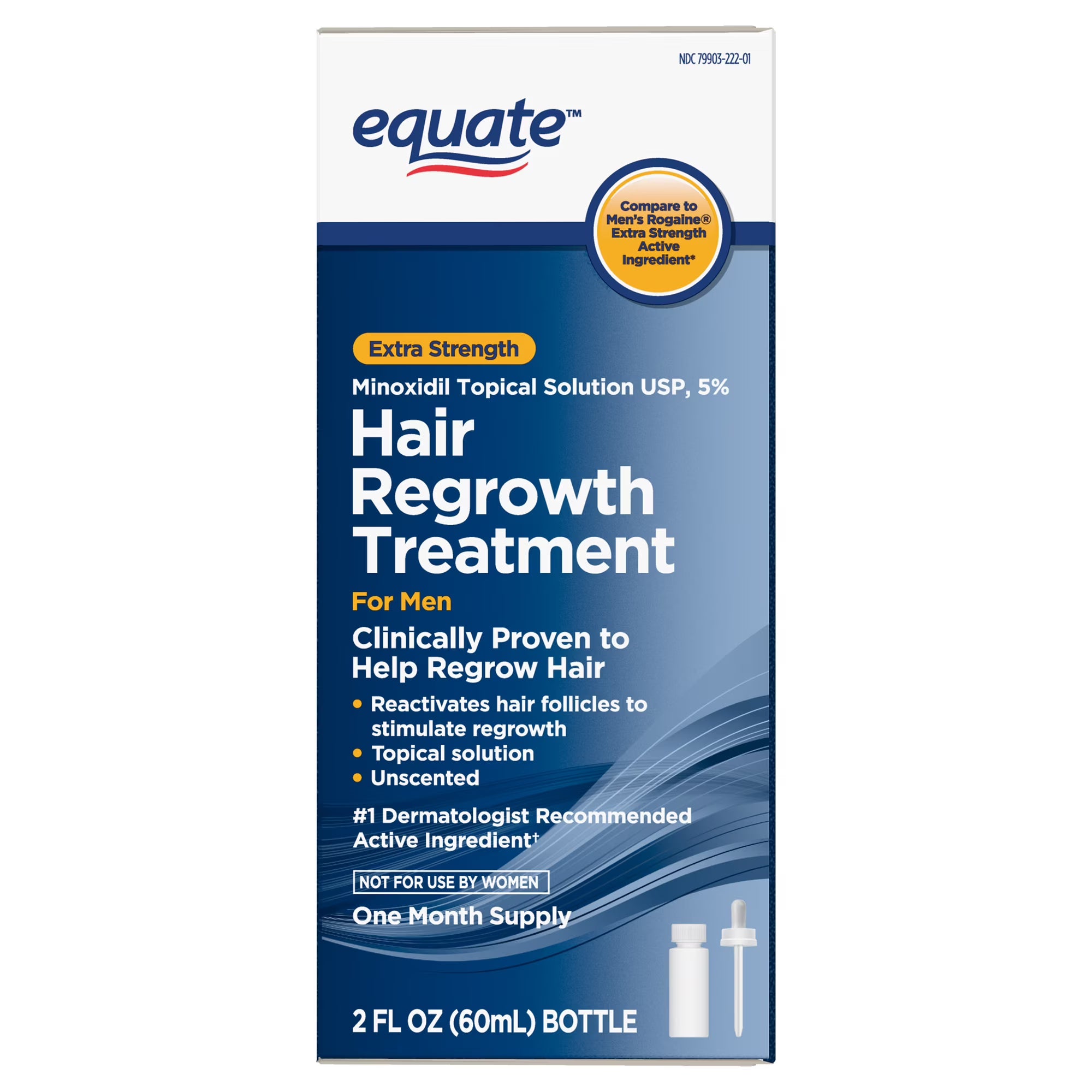 Equate 이퀘이트 남성용 미녹시딜 5% 액상 엑스트라 스트렝스 모발 재성장 트리트먼트 60mL