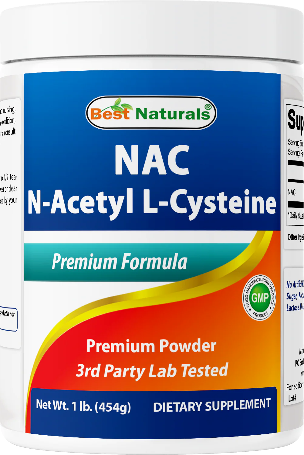 Best Naturals NAC (N-アセチル L-システイン) プレミアム ピュア パウダー – 1 ポンド – グルテンフリー。