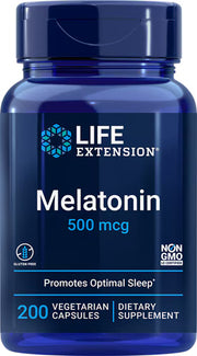 라이프 익스텐션 멜라토닌 500mcg 200 베지 캡슐 초저용량 수면 리듬 숙면 수면 사이클 보충제 제품 이미지
