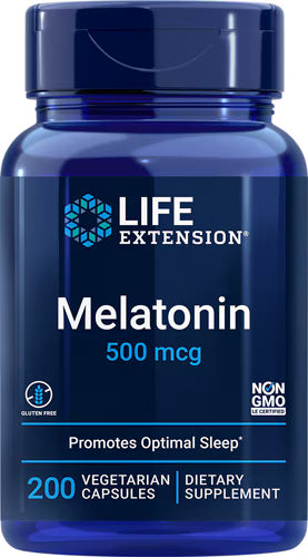 라이프 익스텐션 멜라토닌 500mcg 200 베지 캡슐 초저용량 수면 리듬 숙면 수면 사이클 보충제 제품 이미지