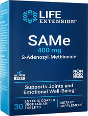 라이프 익스텐션 SAMe(S-아데노실 메티오닌) 400mg – 30 장용 코팅 정 – SAMe 성분을 함유해 기분·정서 컨디션, 관절 및 간 건강 컨디션 관리