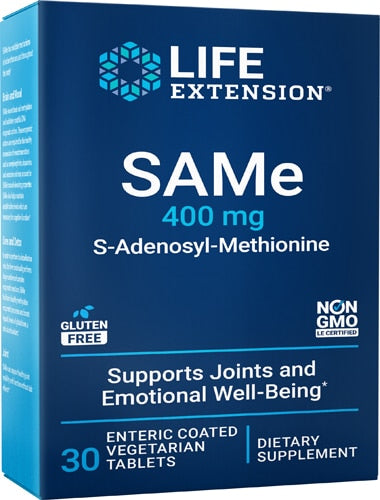 라이프 익스텐션 SAMe(S-아데노실 메티오닌) 400mg – 30 장용 코팅 정 – SAMe 성분을 함유해 기분·정서 컨디션, 관절 및 간 건강 컨디션 관리