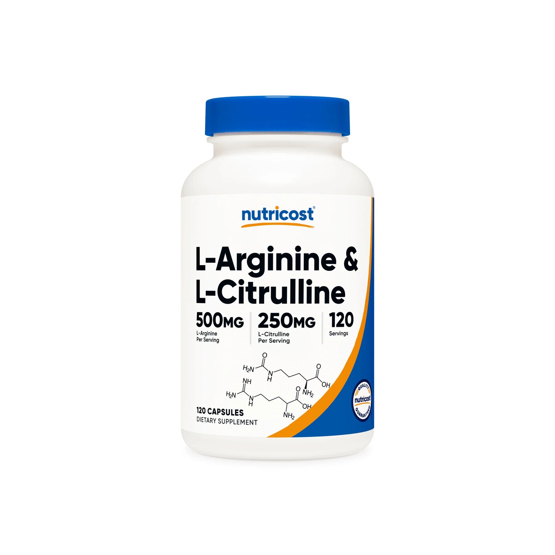 뉴트리코스트 L-아르기닌 500mg L-시트룰린 250mg 컴플렉스 캡슐 혈류 펌핑 운동 퍼포먼스 아미노산 보충제 제품 이미지