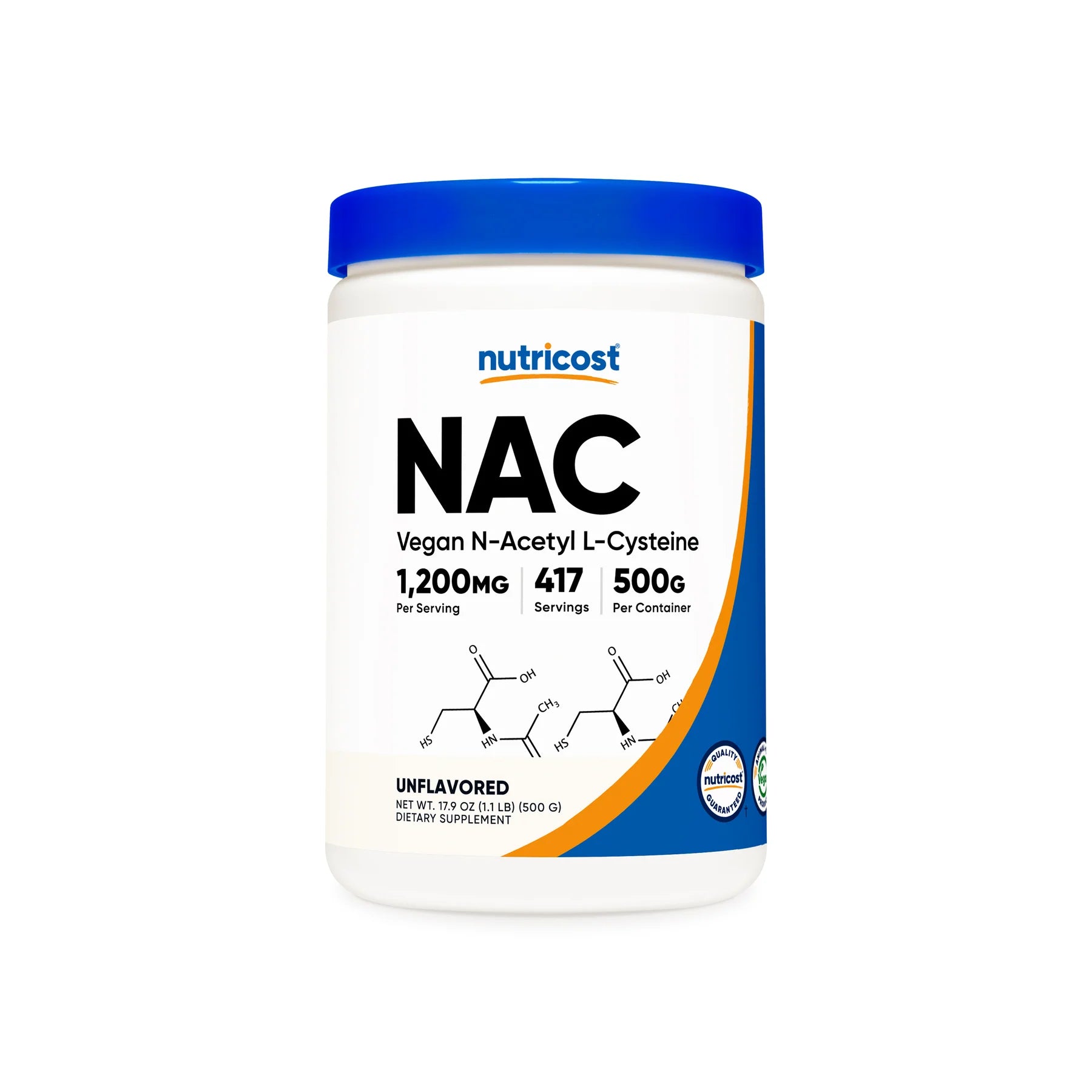 뉴트리코스트 NAC 분말 250g·500g – 1스쿱 1,200mg · 비건 글루타치온 항산화 관리