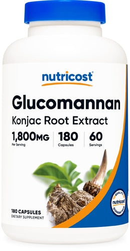 뉴트리코스트 글루코만난 곤약 뿌리 추출물 1800mg – 180캡슐 – 식욕 조절이나 포만감 관리가 필요한 경우 선택되며, 수용성 식이섬유 보충