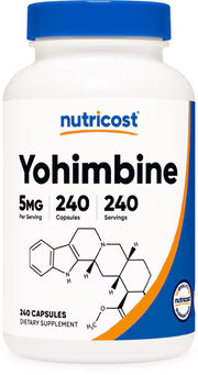 뉴트리코스트 요힘빈 HCL 5mg – 240캡슐 – 요힘빈 염산염을 함유해 에너지 관리, 집중력 유지 및 체지방 관리