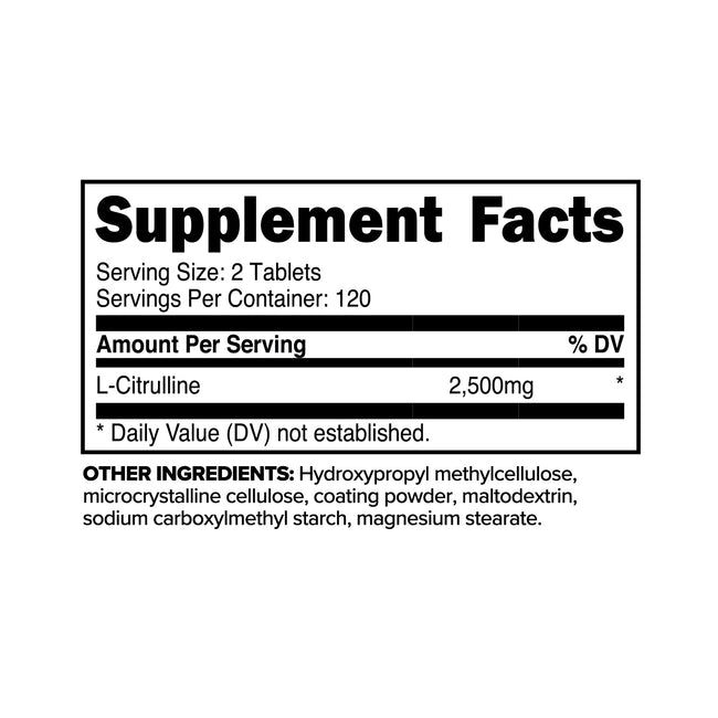 프리마포스 L-시트룰린 2500mg 타블렛 – 고함량 · 산화질소 · 혈류 · 강력한 펌핑 · 운동 퍼포먼스