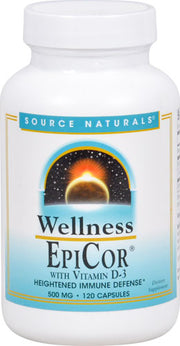 소스 내추럴스 에피코(EpiCor) with 비타민 D3 – 500mg – 120캡슐 – 발효 효모 유래 EpiCor®와 비타민 D를 배합해 면역 반응과 장-면역 축 보조