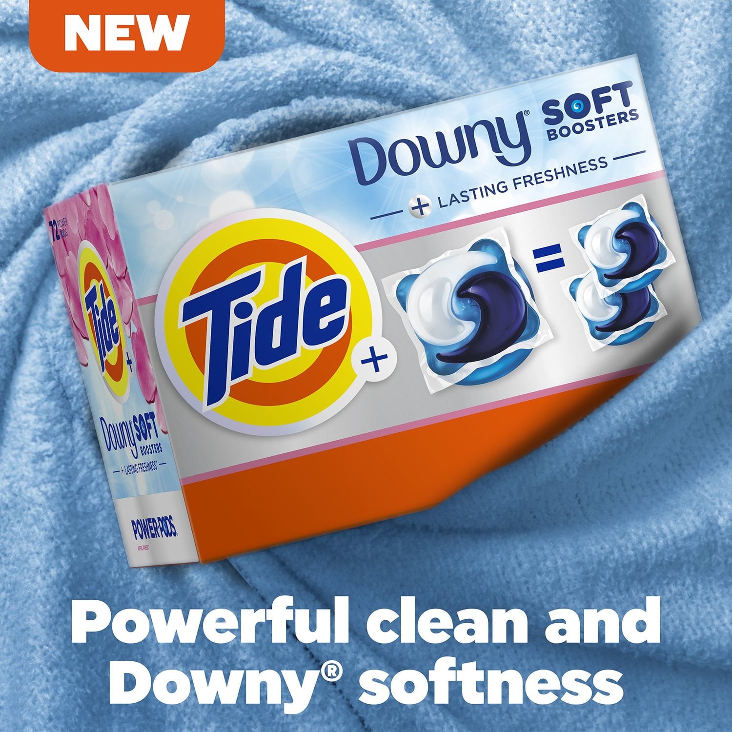 Tide Power PODs ダウニー ソフトブースター ランドリー洗剤パック、エイプリルフレッシュ、72 個入り。 
