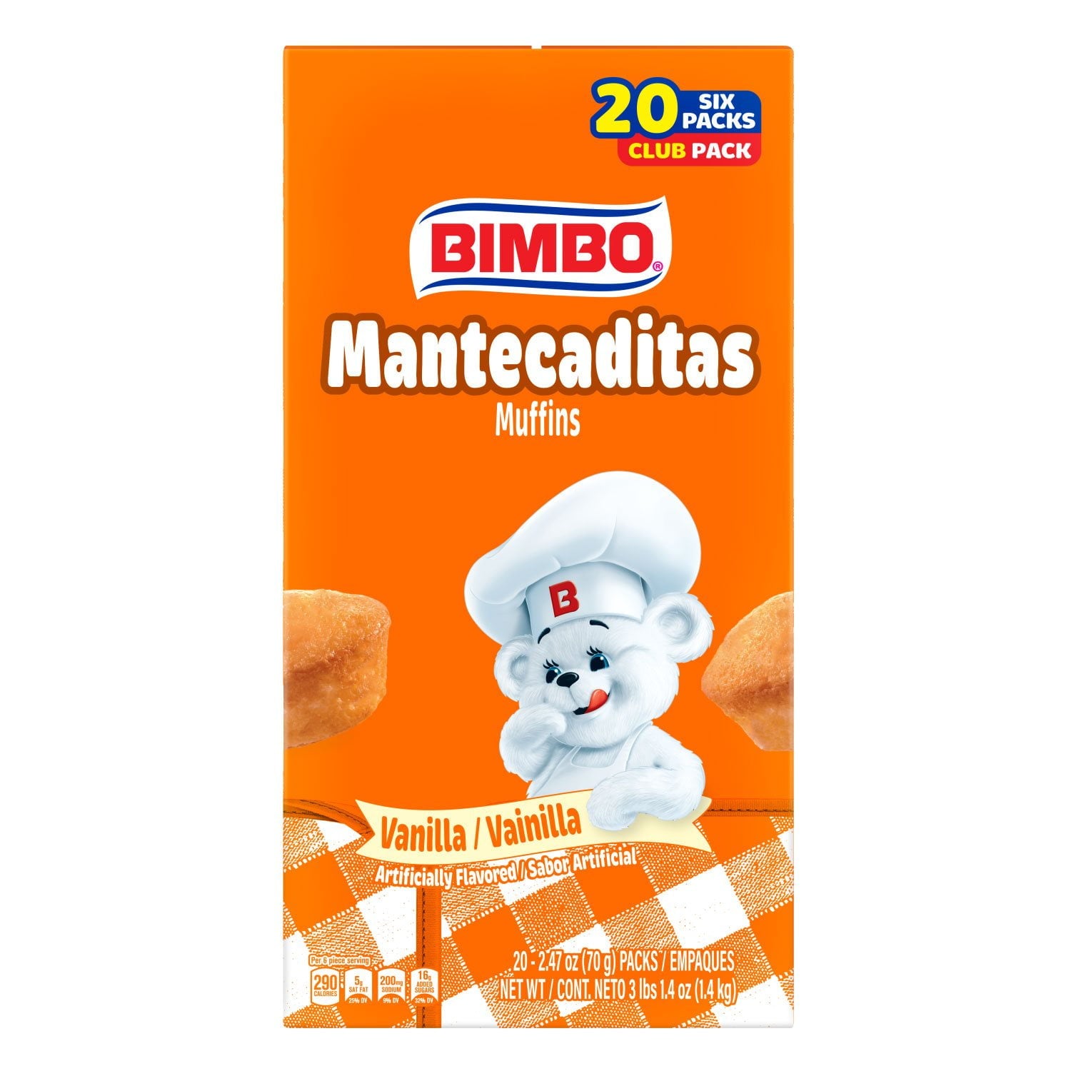 Bimbo Mantecaditas バニラマフィン、一口サイズ、20 個入り。