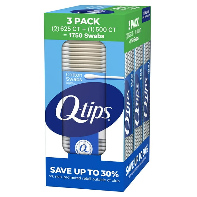 Q-tips 綿棒、1750 本、3 個パック。
