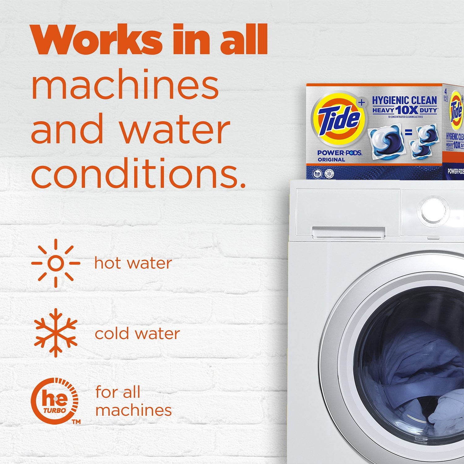 Tide Hygienic Clean Power PODS 洗濯洗剤パック、オリジナル、72 個入り。