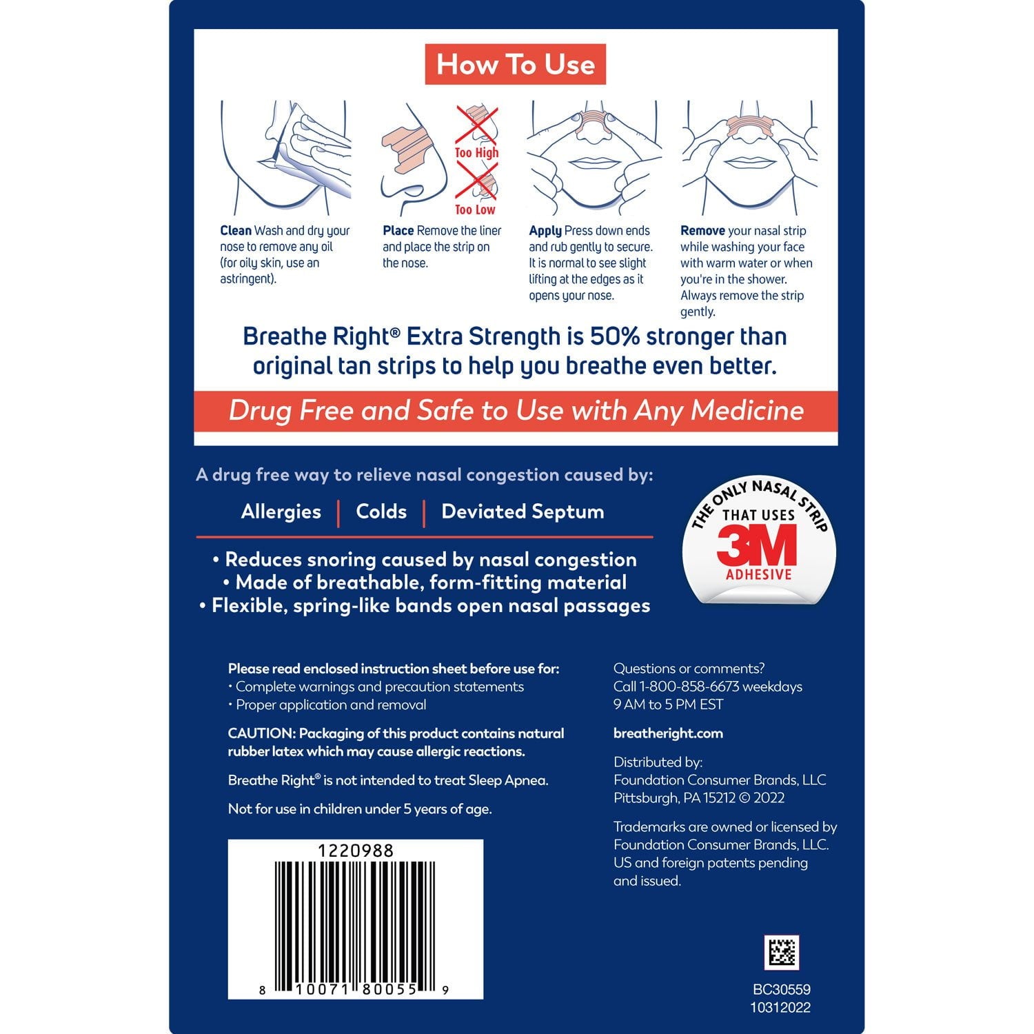 Breathe Right エクストラストレングス 鼻用ストリップ、タン、72 枚入り。