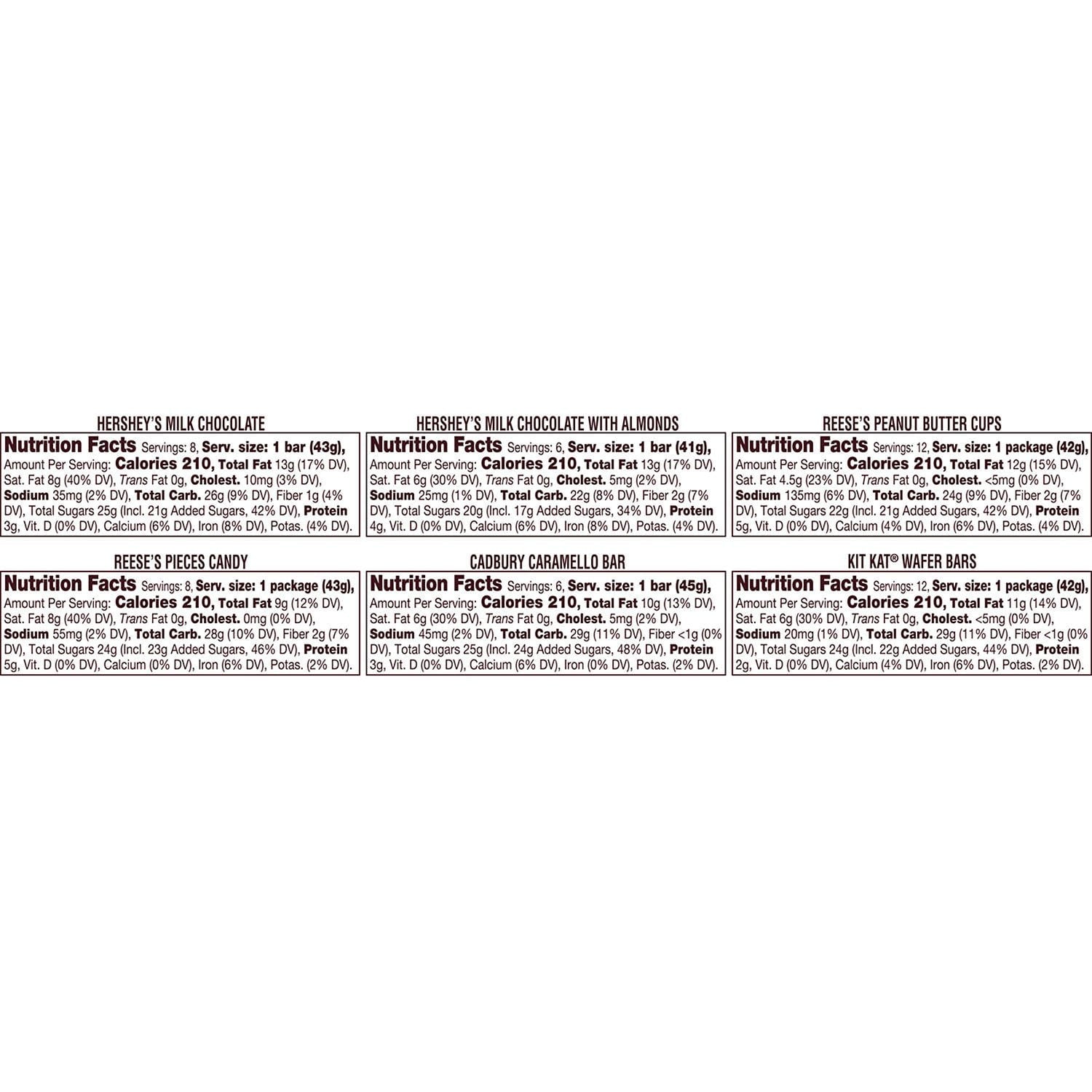 HERSHEY'S チョコレート ラバー キャンディー バー、バラエティ パック、フルサイズ、52 個入り。
