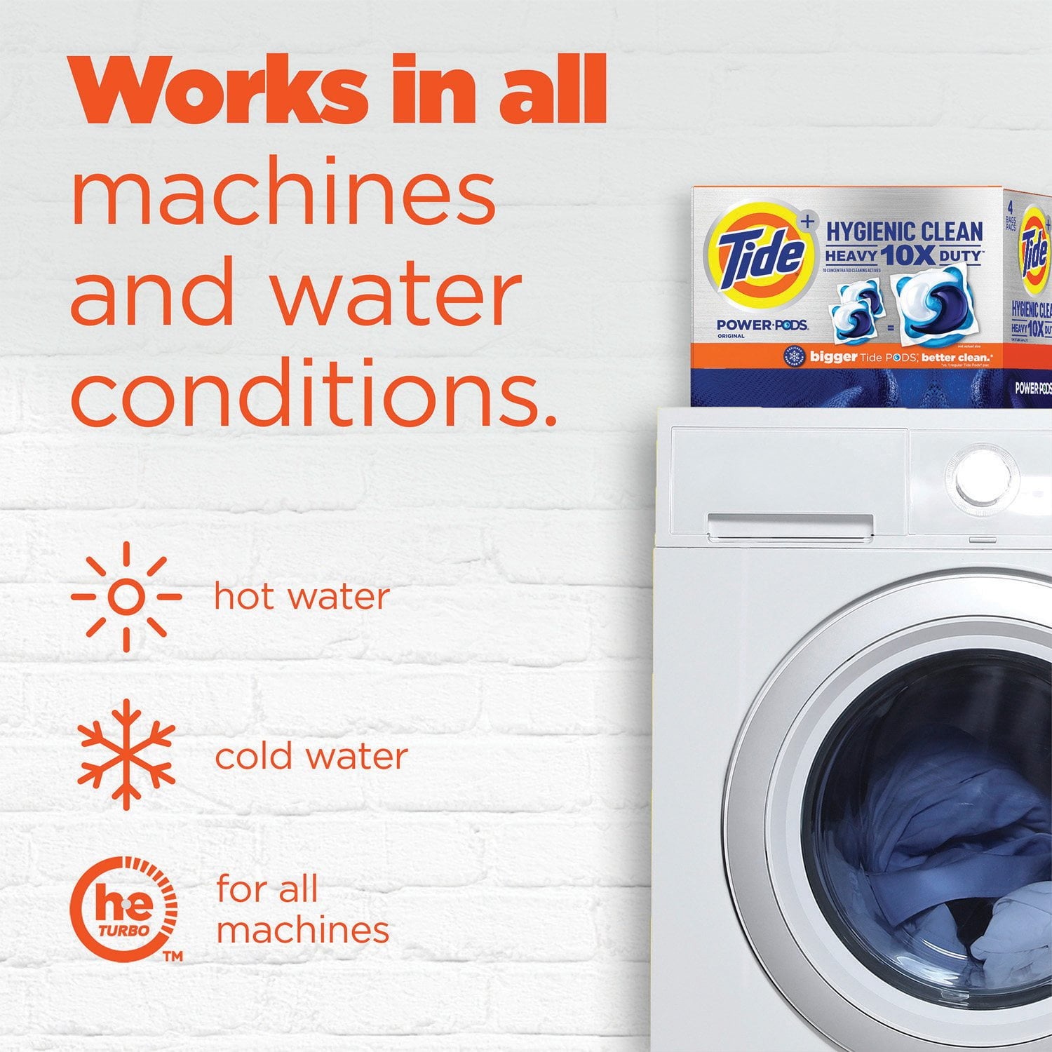 Tide Hygienic Clean Power PODS 洗濯洗剤パック、オリジナル、72 個入り。