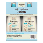 Aveeno ベビー デイリー モイスチャー ローション (ポンプ付き)、24 時間保護、18 液量オンス、2 個パック。