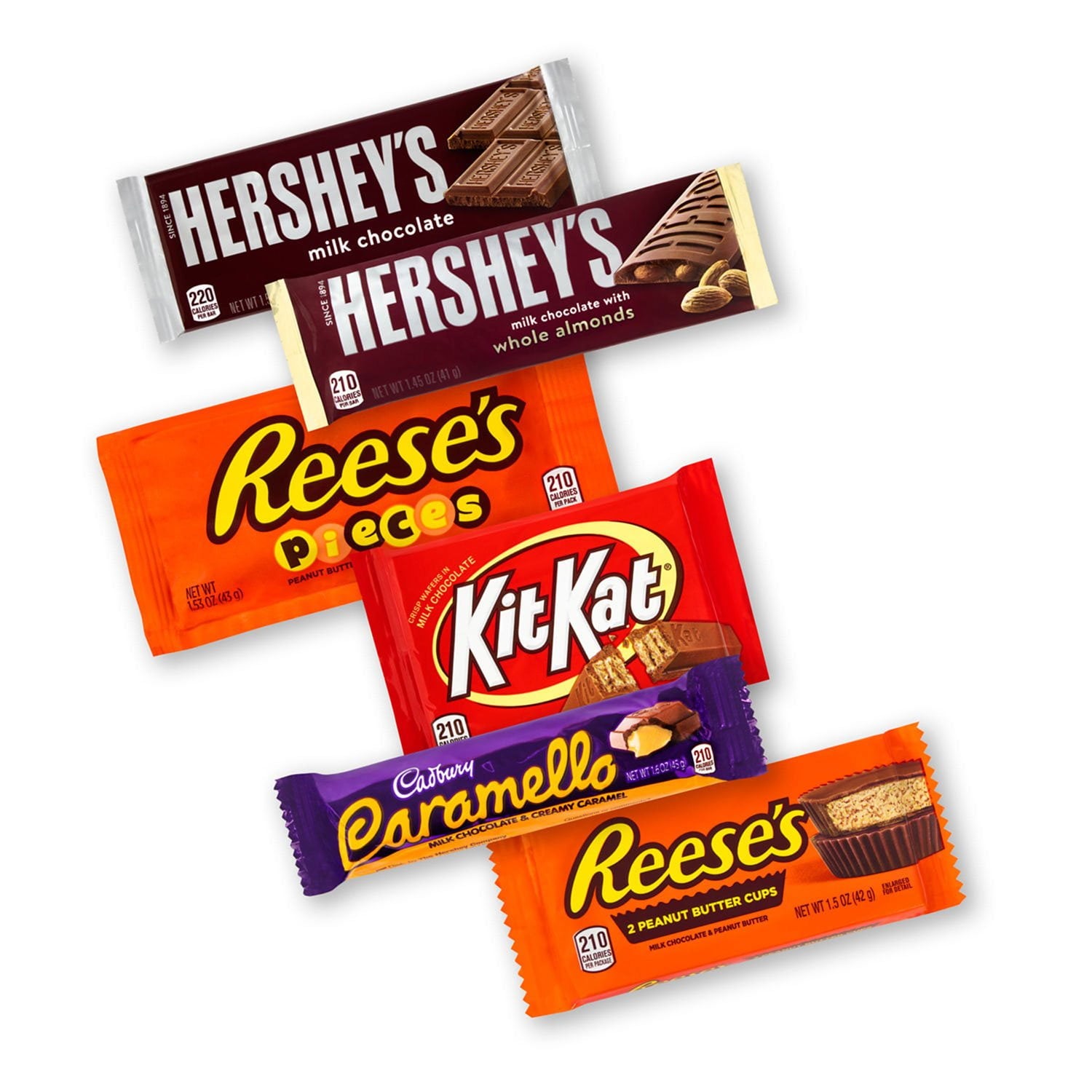 HERSHEY'S チョコレート ラバー キャンディー バー、バラエティ パック、フルサイズ、52 個入り。