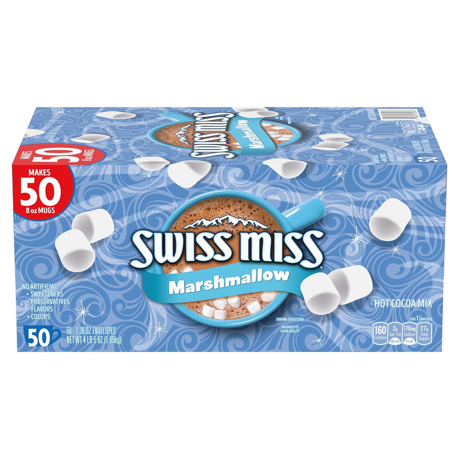 スイスミス ミルクチョコレート ホットココアミックス マシュマロ入り、50 個入り。