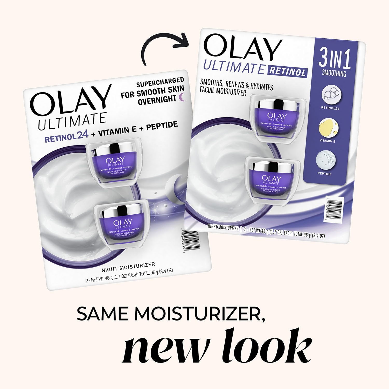 올레이 얼티밋 나이트 크림 1.7 oz × 2 – 야간 집중 보습 케어