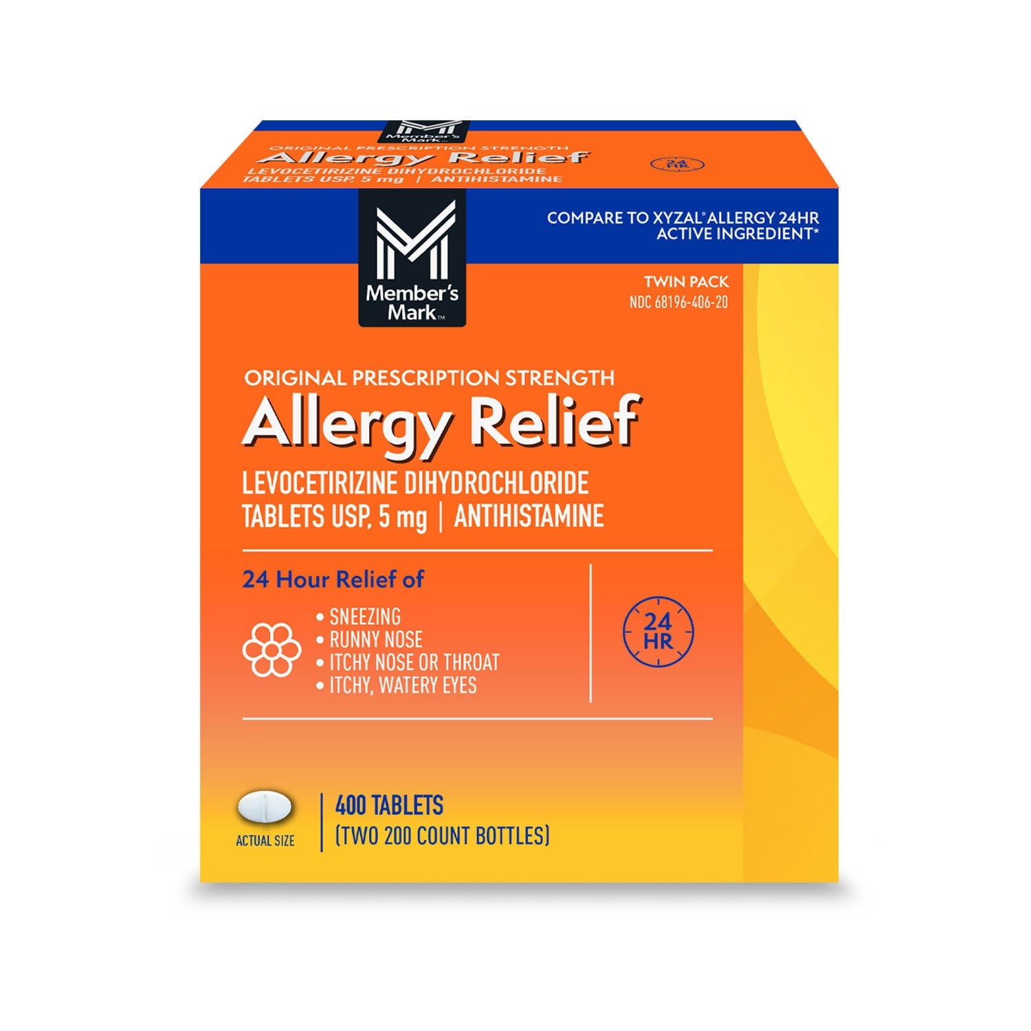 メンバーズマーク レボセチリジン錠、5 mg、400 錠。