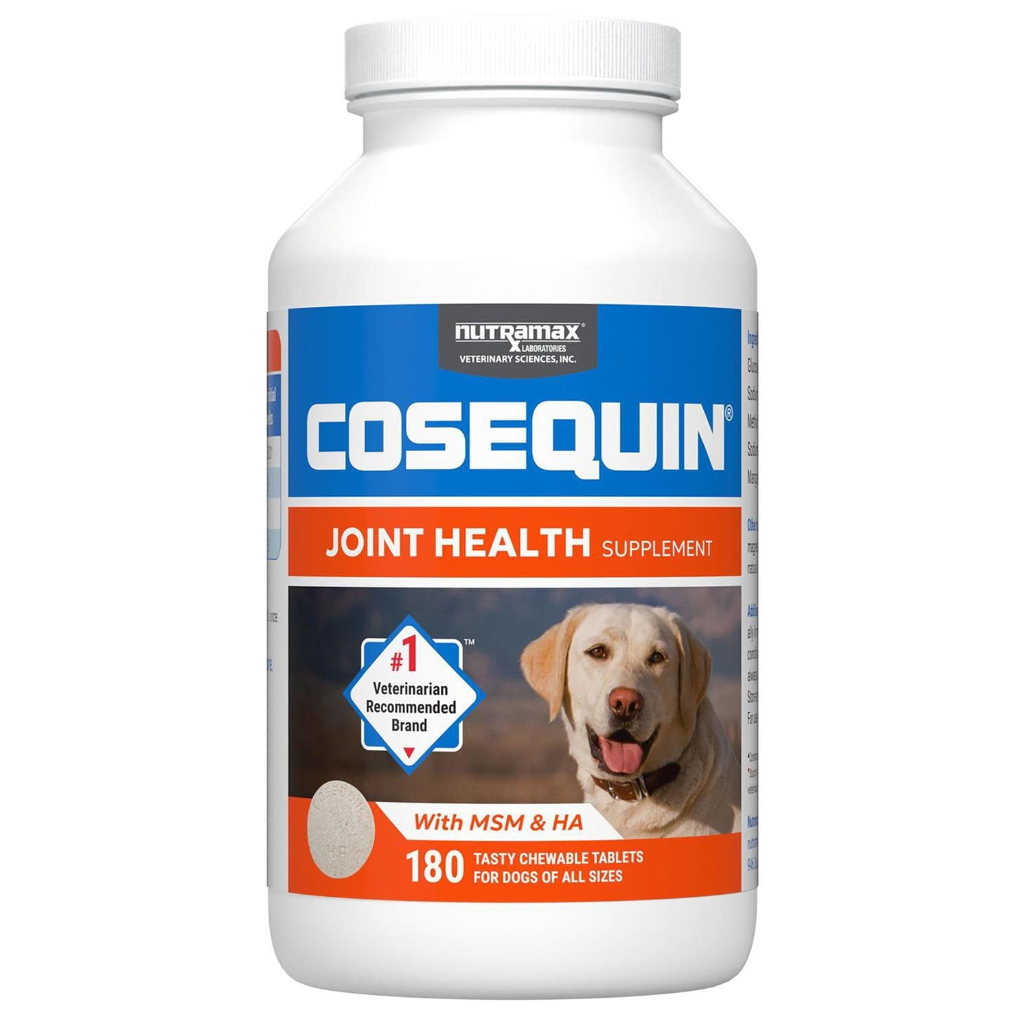 Nutramax Cosequin 最大強度関節健康犬用サプリメント (MSM およびヒアルロン酸配合)、180 錠。