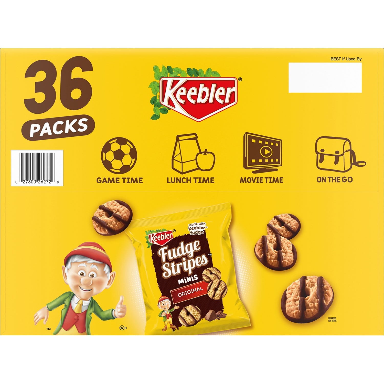 Keebler ミニ ファッジ ストライプ クッキー、2 オンス、36 個入り。