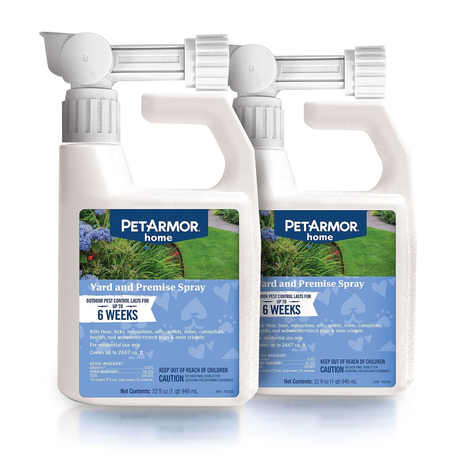 PetArmor 家庭用ノミ・ダニ駆除スプレー 庭と敷地内用 バンドル、12 週間保護、32 液量オンス、2 個パック。