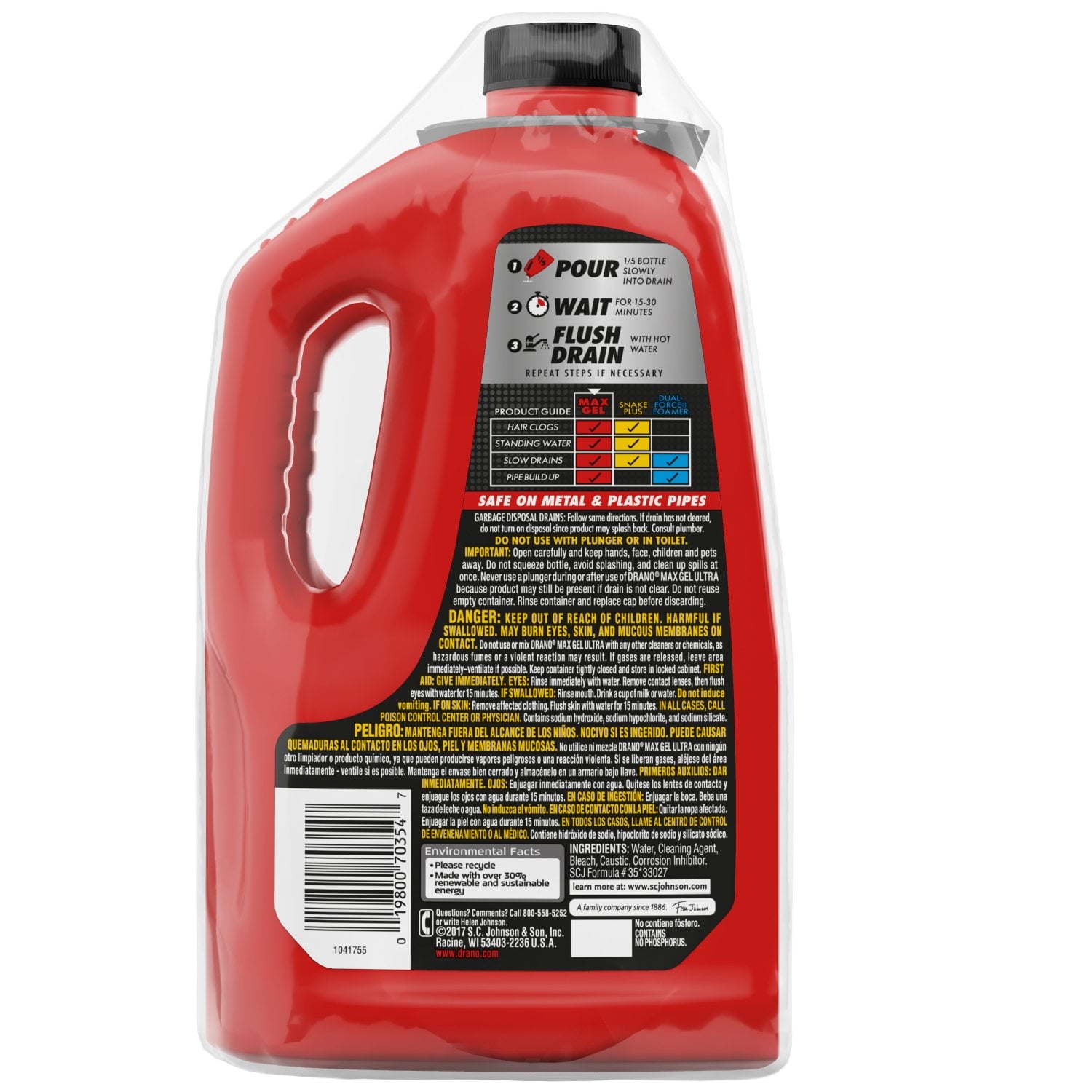 Drano Max ウルトラ ジェル ドレイン オープナー、2 パック、160 fl。オンス