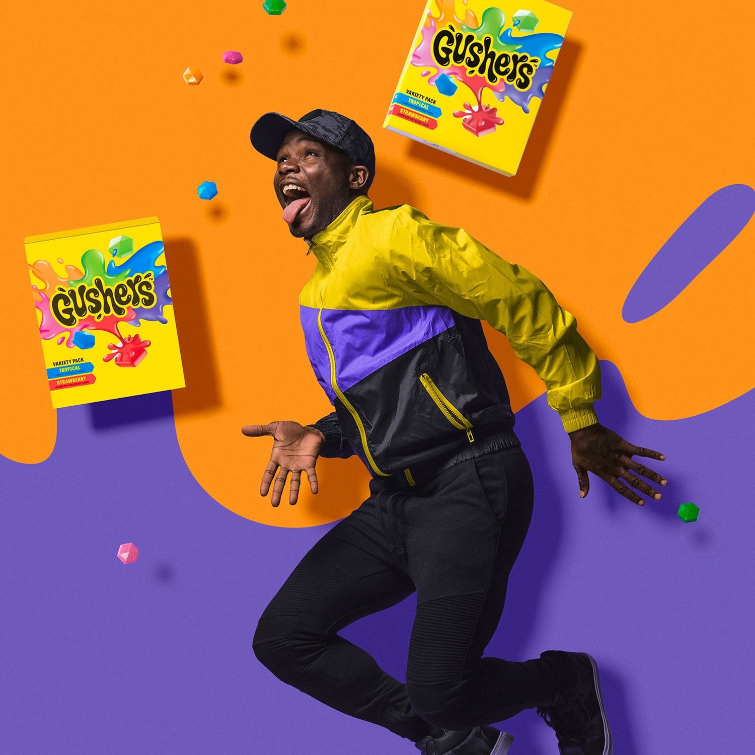 Gushers ストロベリー &amp; トロピカル バラエティパック スナック、0.8 オンス、42 個入り。