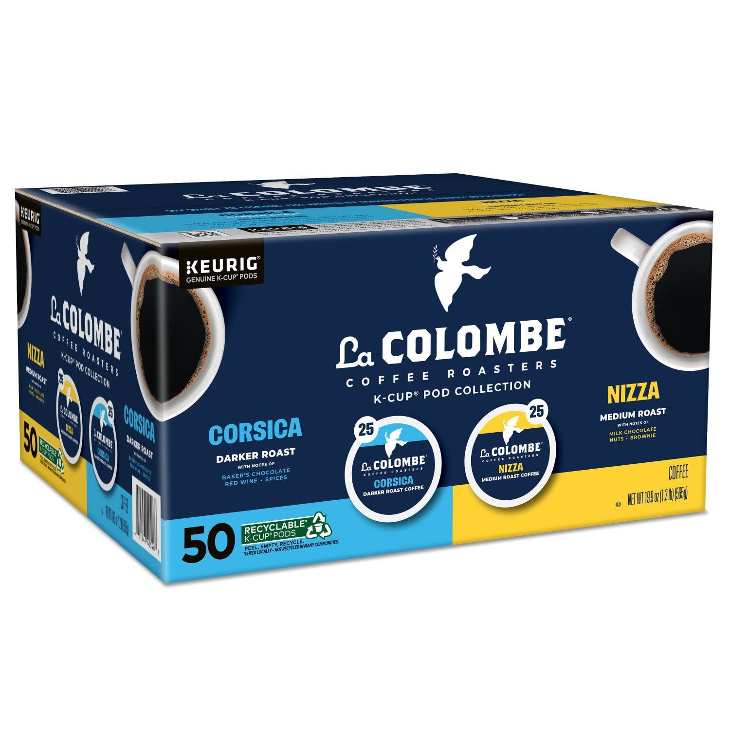 La Colombe Coffee Roasters ミディアムダークローストコーヒーポッド、バラエティパック、50 個入り。
