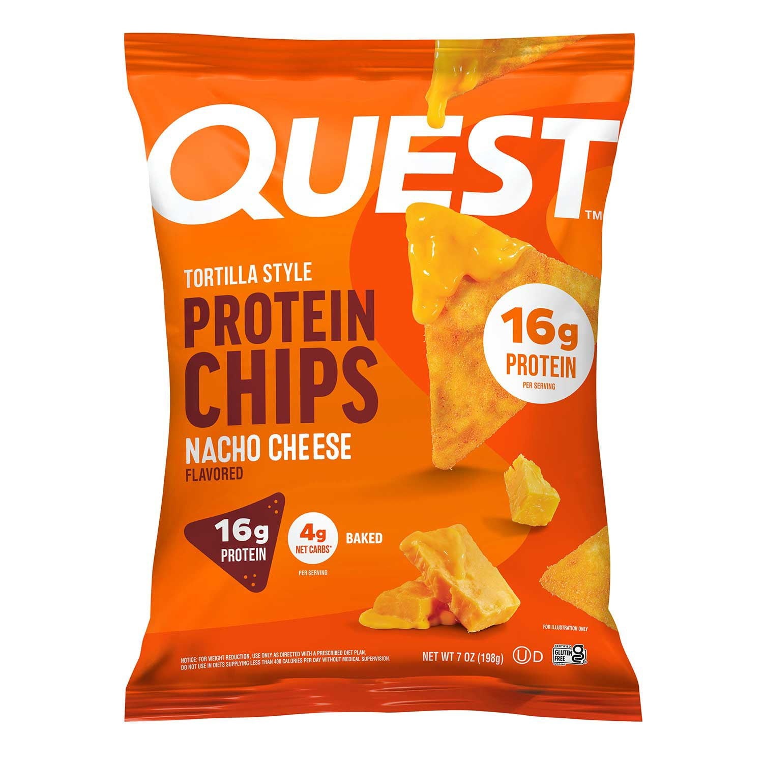 クエスト ナチョ チーズ フレーバー トルティーヤ スタイル プロテイン チップス、7 オンス。