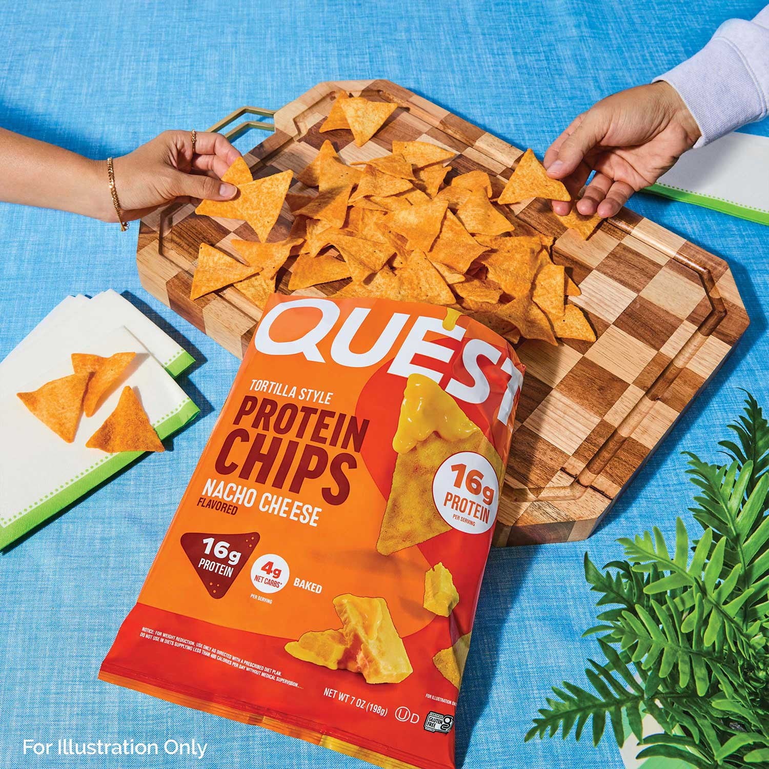 クエスト ナチョ チーズ フレーバー トルティーヤ スタイル プロテイン チップス、7 オンス。
