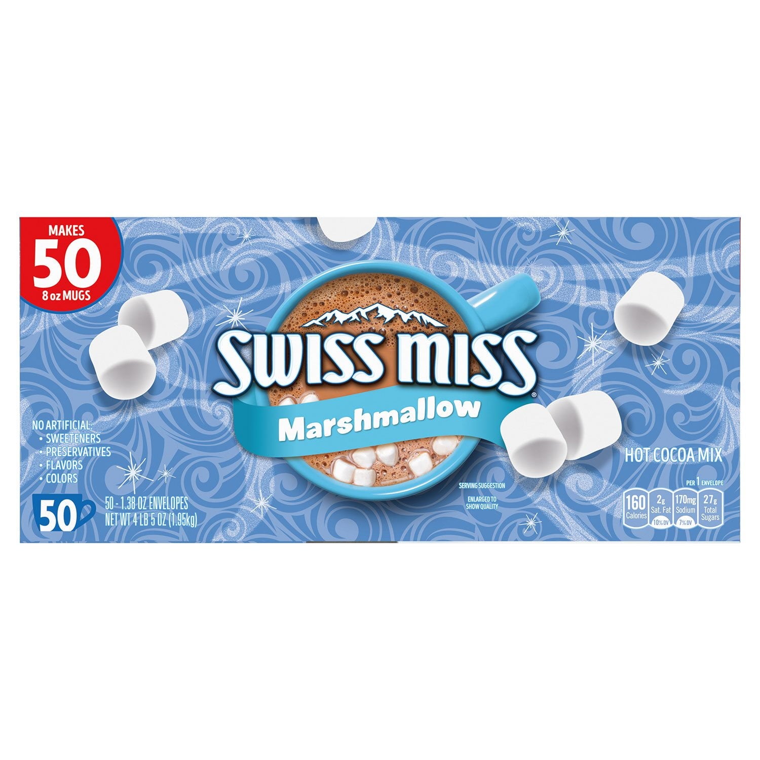 スイスミス ミルクチョコレート ホットココアミックス マシュマロ入り、50 個入り。