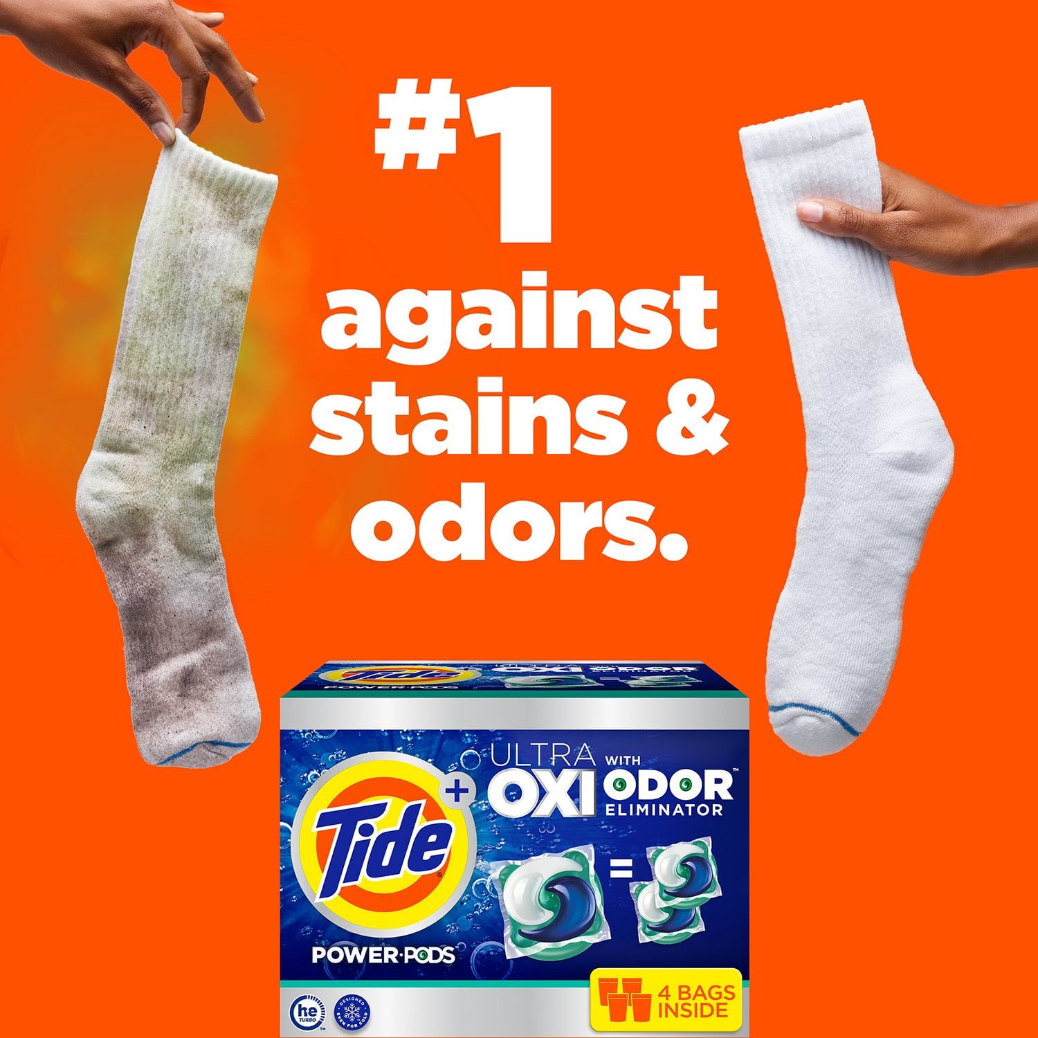 Tide Power PODS + Ultra OXI 洗濯洗剤パック、72 個入り。 