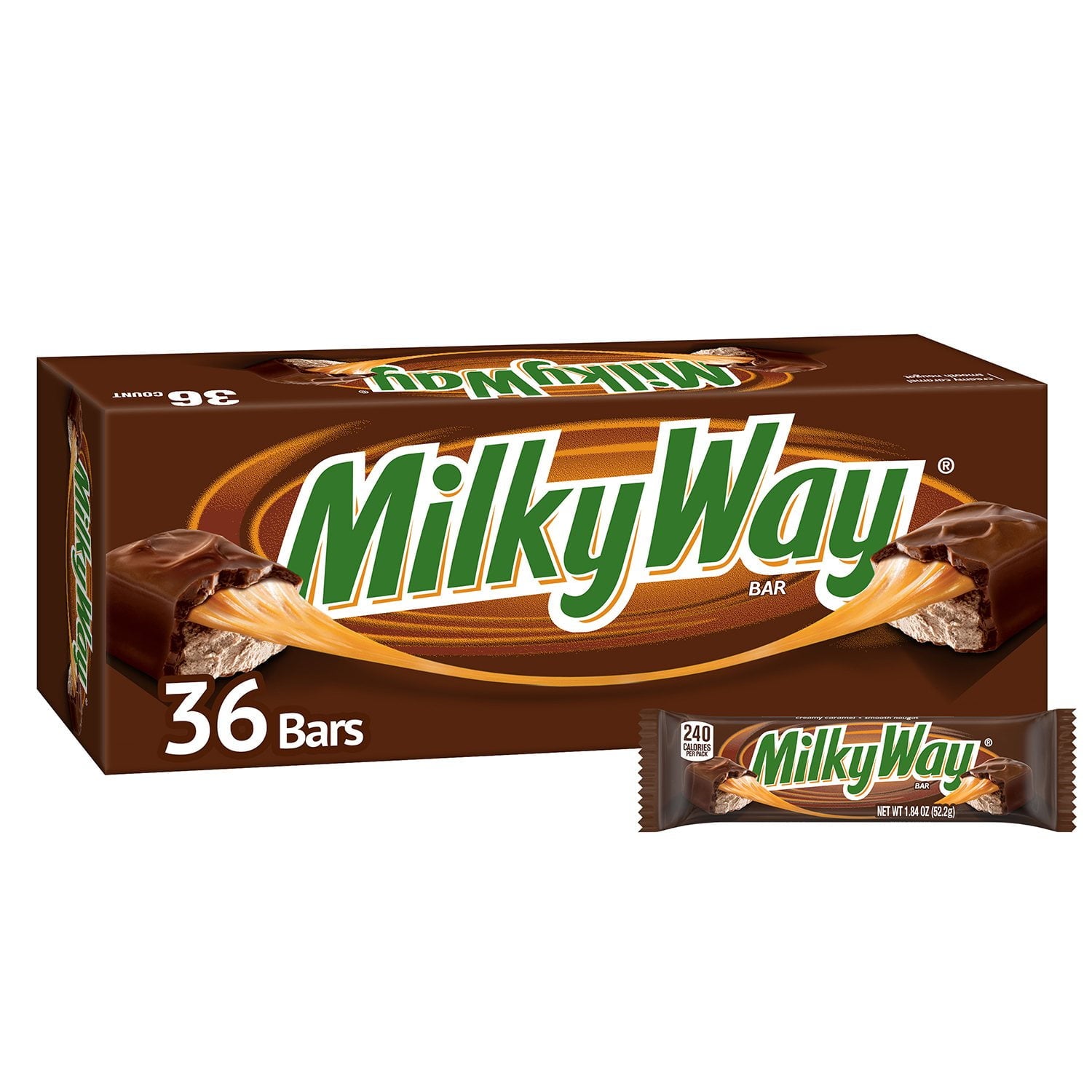 ミルキーウェイ チョコレート キャンディー バー、フルサイズ、1.84 オンス、36 個入り。