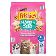 フリスキーズ ランド＆シーアドベンチャー、チキン＆オーシャンフィッシュ風味、成猫用ドライキャットフード、32 ポンド。
