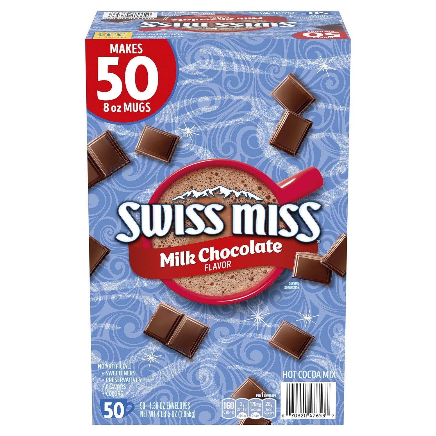 スイスミス ミルクチョコレート ホットココアミックス、50 個入り。
