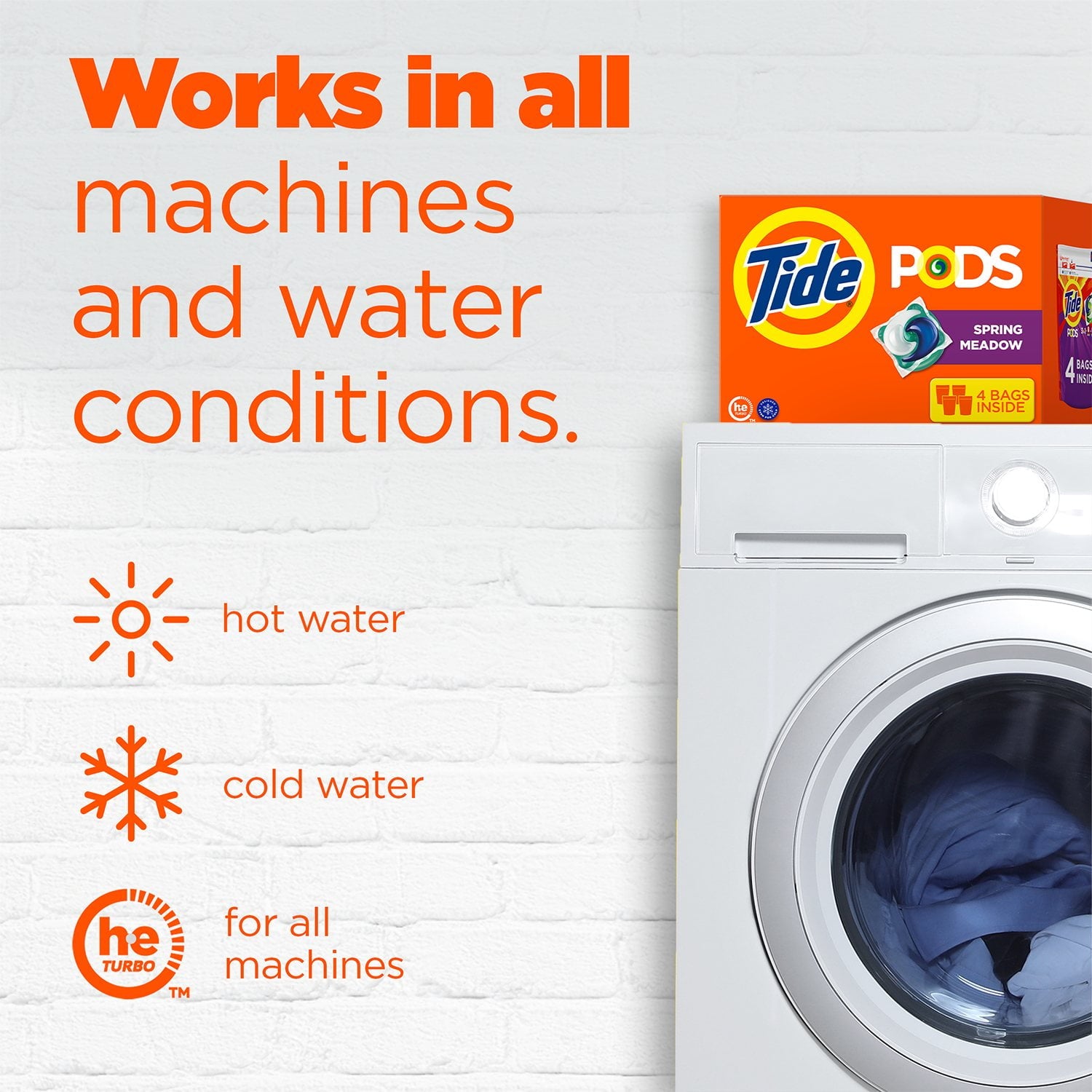 Tide PODS 洗濯洗剤パック、スプリングメドウ、156 個入り。