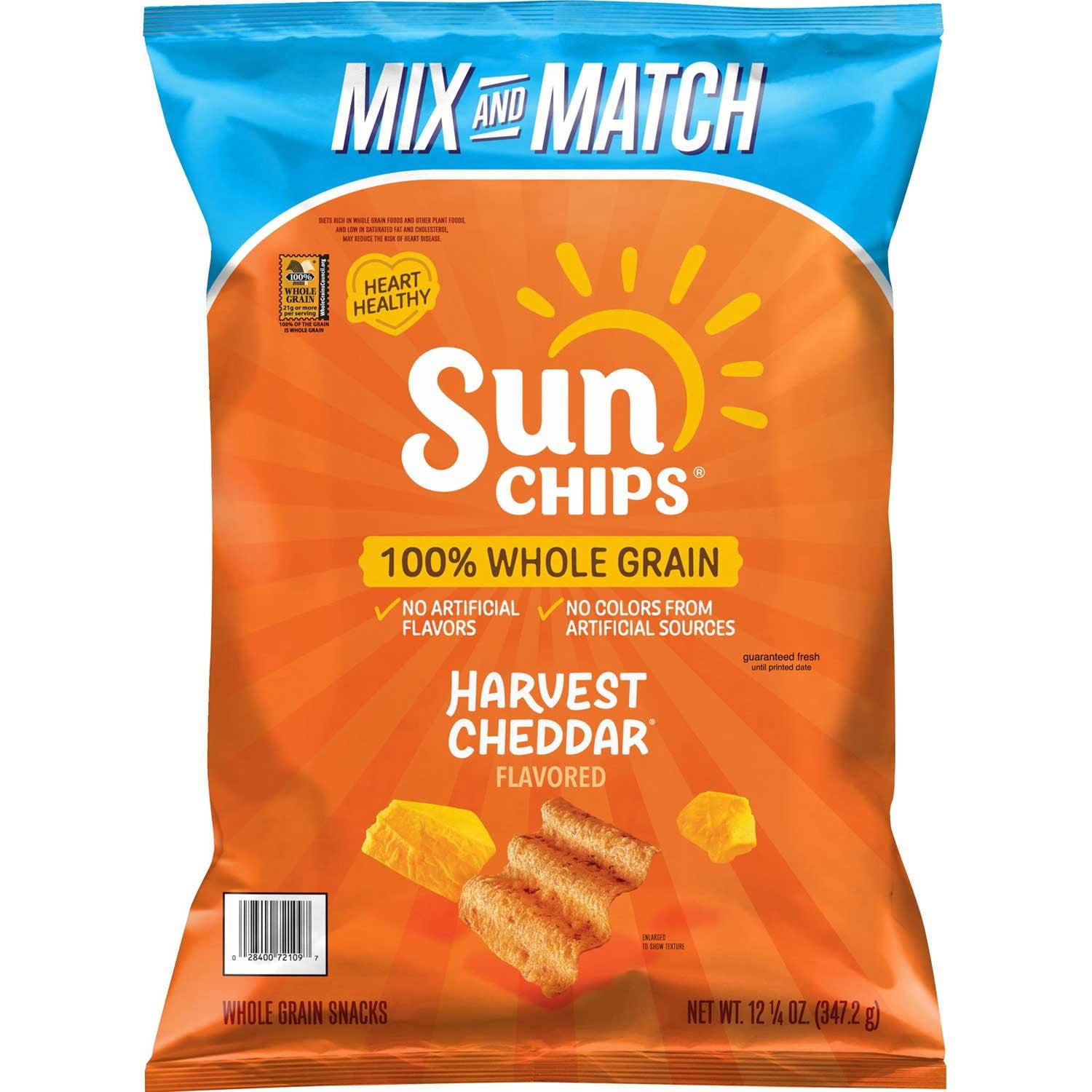 SunChips 全粒穀物ハーベストチェダーチップス、12.25 オンス。