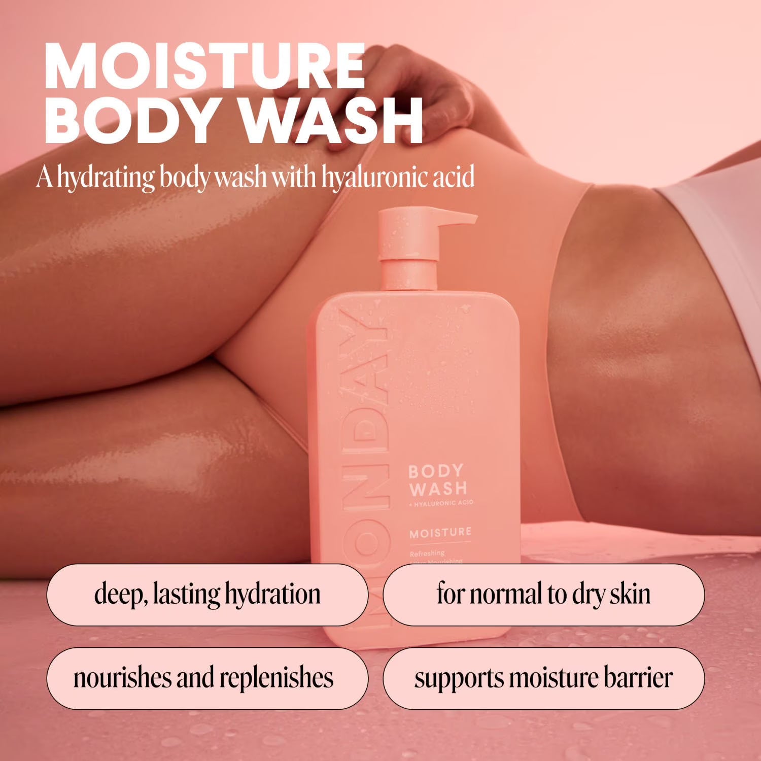 먼데이 헤어케어 모이스처 바디워시 번들 34 fl. oz., 2 pk. – 순한 세정력과 촉촉한 사용감이 특징인 데일리 바디워시