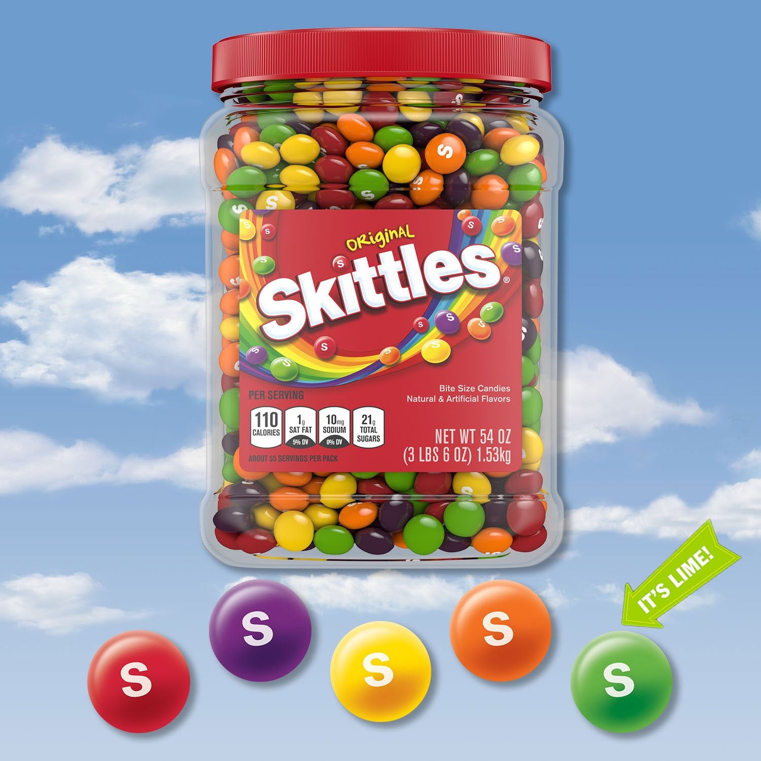 Skittles オリジナル チューイーキャンディー バルクジャー、54 オンス。