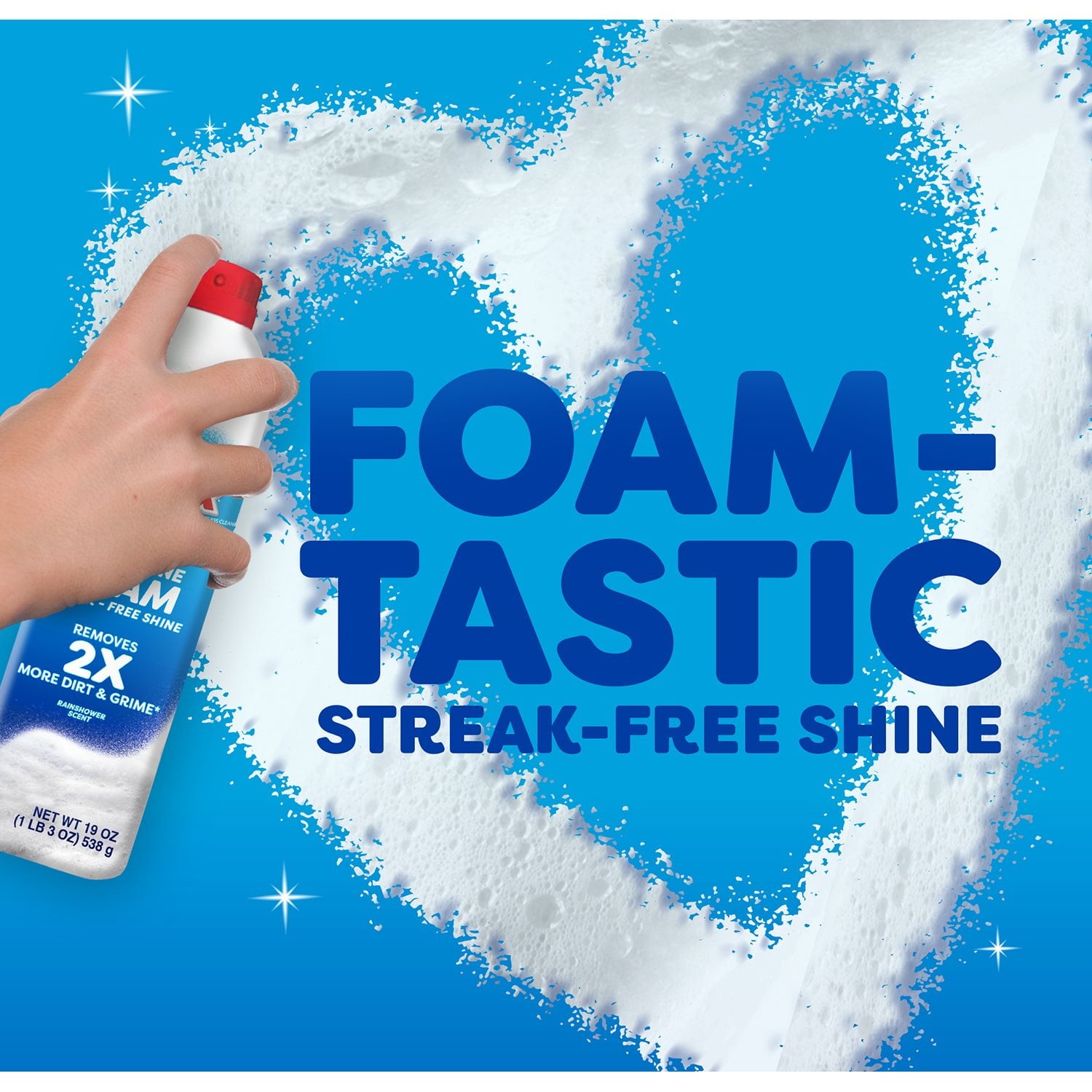 Windex ファーストシャイン フォームガラスクリーナー、液だれしないエアゾール洗浄スプレー、19 オンス、4 個パック。