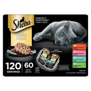 Sheba Perfect Portions ウェットキャットフードトレイ バラエティパック、60 個入り、2.6 オンス。