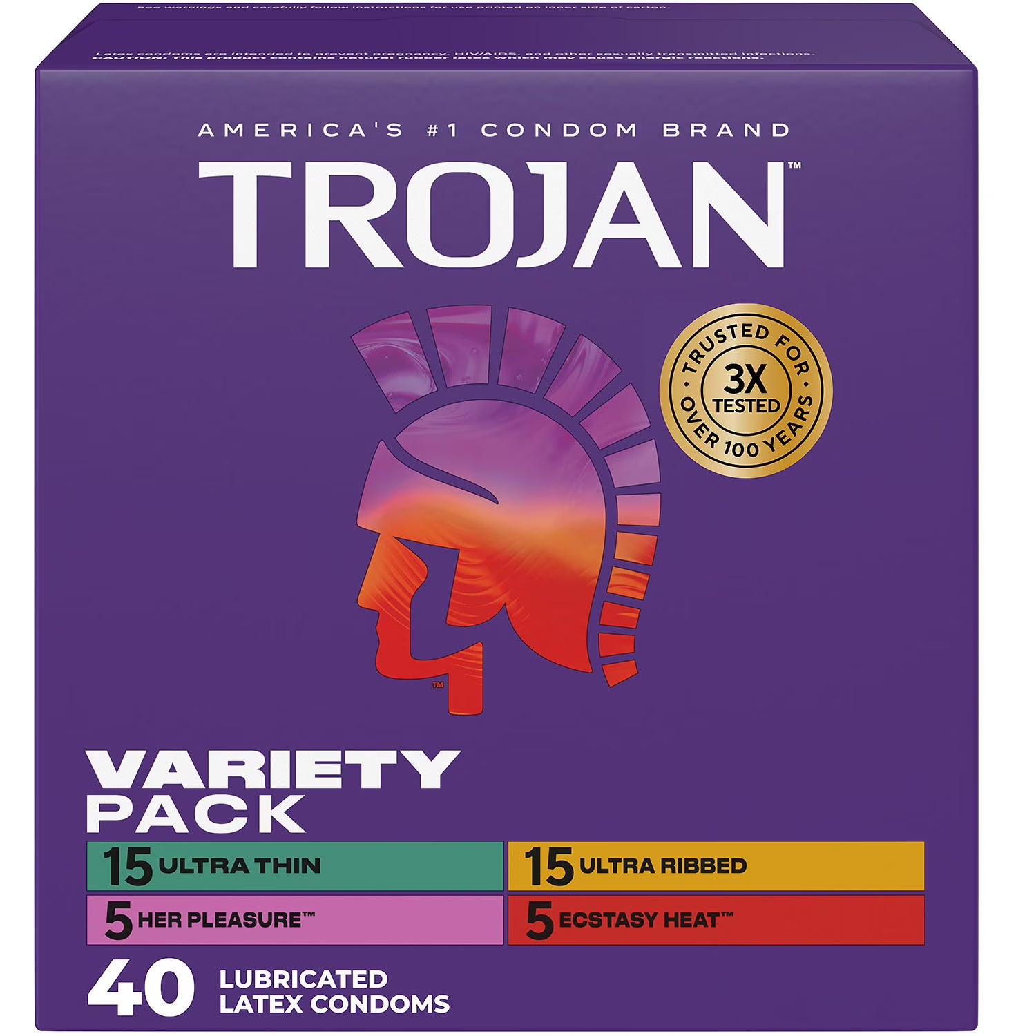 트로잔 Trojan 버라이어티 팩 윤활 라텍스 콘돔 40개입 – 울트라 씬·울트라 리브드·허 플레저·더블 엑스터시