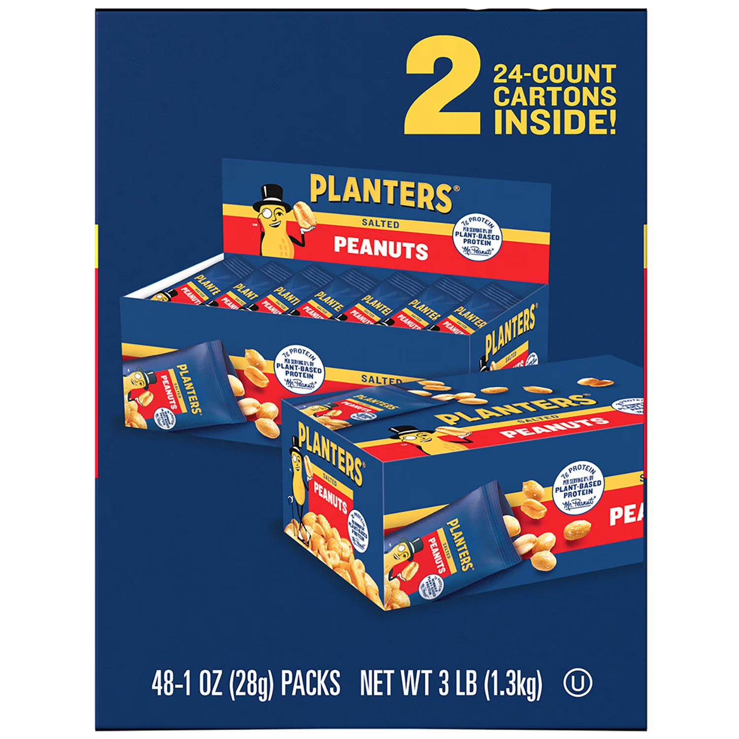 플랜터스 솔티드 피넛 싱글 서브 팩 1oz × 48팩 – 소금 간 땅콩을 한 팩씩 간편하게 즐길 수 있는 개별 포장 스낵
