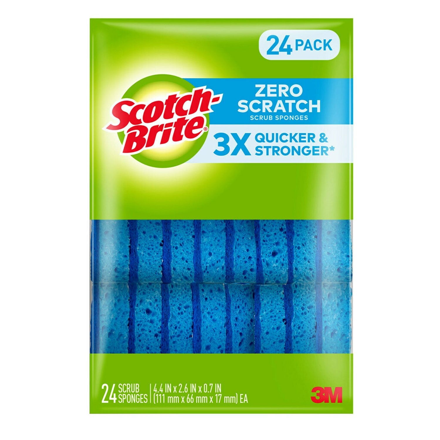 スコッチブライト ゼロスクラッチ スクラブスポンジ、個包装 24 個入り。