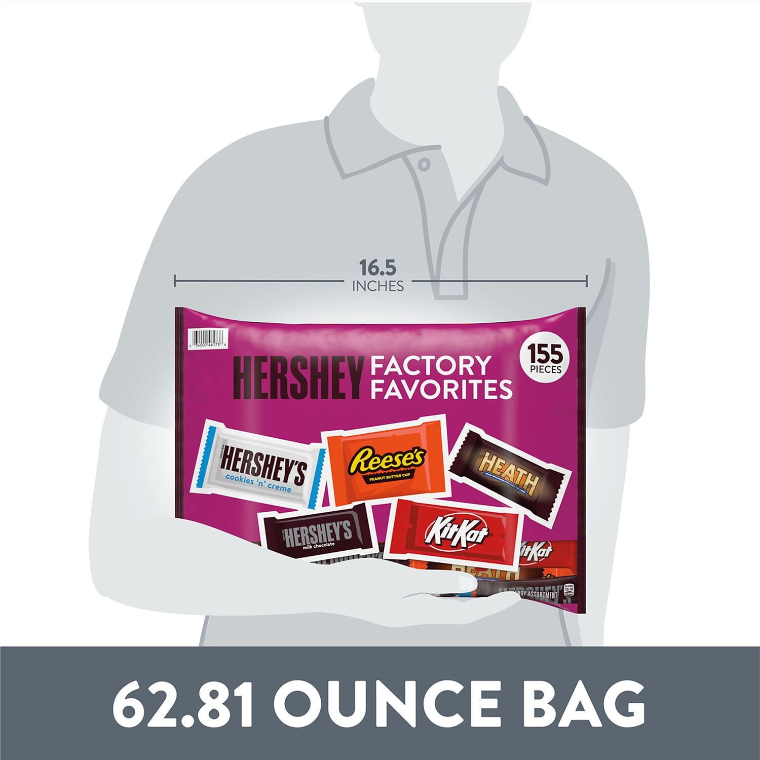 HERSHEY'S アソート チョコレート ファクトリー フェイバリット スナック サイズ キャンディ、155 個。